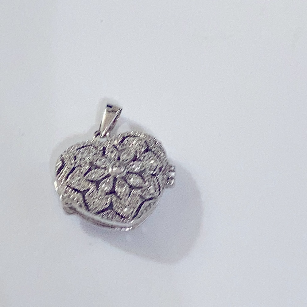 Sterling heart locket CZ diamondique pendant